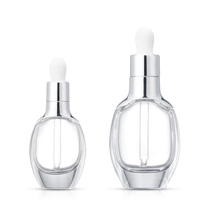 Chai Nhỏ Giọt Tinh Dầu Thủy Tinh Thiết Kế Mới 30Ml Bao Bì Huyết Thanh Chăm Sóc Da Trong Suốt Hình Bầu Dục Kèm Ống Nhỏ Giọt Vàng Kim Loại - Product Image 5