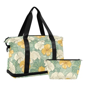 Hawaii Flowers Print Waterproof Dry Wet Separation Fitness Duffel Bag Gym Travel Hiking Sports Duffel <b>Backpack</b> - Product Image 1