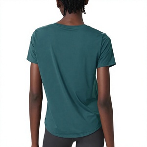 Women's Crew Neck Short Sleeve T-Shirt Solid Color Quick Dry Jersey Fabric Regular Fit Casual Wear All Seasons Green - Product Image 6