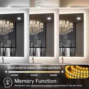 Miroir de maquillage intelligent rectangulaire moderne à LED avec écran tactile TV, miroir de salle de bain rétroéclairé mural - Product Image 5