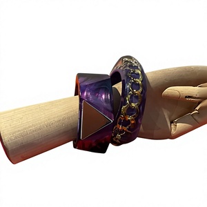 Best Quality Women's Adjustable Round Acetate Acid Resin <b>Bracelet</b> Different Color Wholesale Fashionable Acrylic Bangle for Woman - Product Image 2