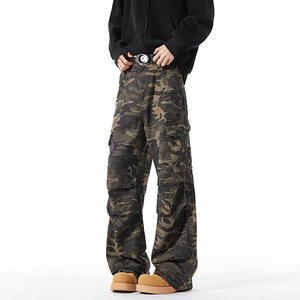 Pantalon cargo camouflage pour homme, léger, taille mi-haute, printemps automne, nouveau jean américain de rue, coupe droite, ample, jambe large, décontracté - Product Image 1