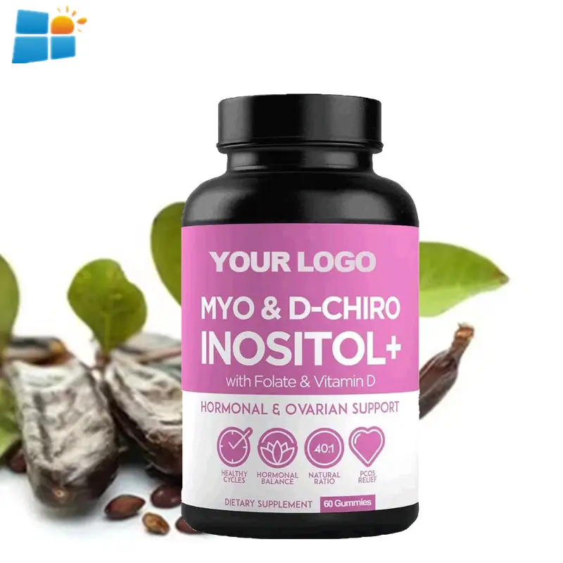 Oem/ODM/OBM myo-inositol và d-chiro inositol Gummies buồng trứng hỗ trợ inositol Gummies với folate và vitamin D