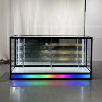 Keway RGB LED Display-Vitrine Schwarzer Glas-Thekenschrank mit 3 Regalen