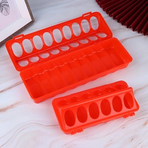 1 pièce Mangeoire au sol pour volailles à double rangée 12/18 trous, en plastique à clapet, pour l'alimentation des poulets, fournitures d'élevage agricole - Product Image 6