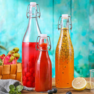 Tapa abatible fácil Bebida transparente Cerveza Vino Botellas de agua 500ml Botella superior oscilante de 1 litro para bebida Agua Vinagre - Product Image 4
