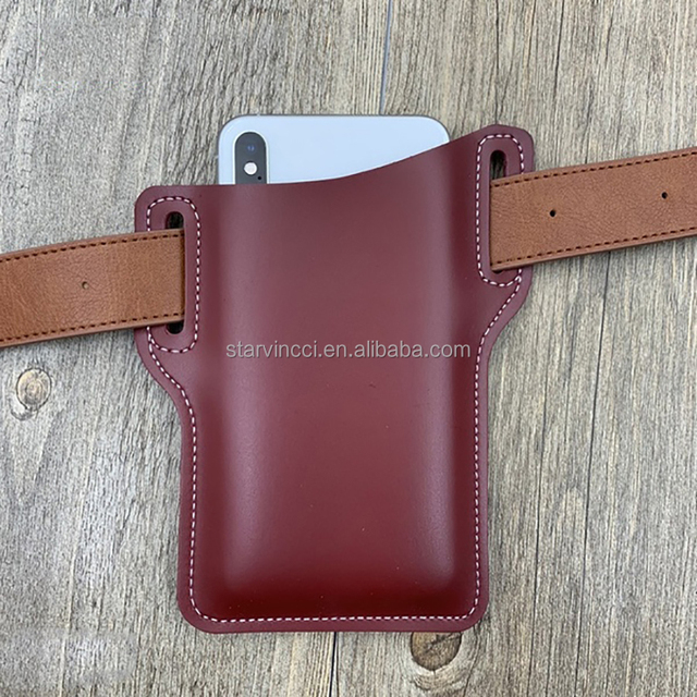 Fashion Unisex Cell Phone Belt Pack Bag Loop Waist Holster  Genuine Leather