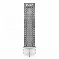 Support de présentation de lunettes de soleil en fil métallique blanc avec logo de marque rotatif pour magasin de lunettes