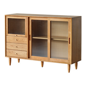 Buffet en bois de cerisier de style japonais, bois massif, 900 mm de hauteur, meuble de rangement pour salon et salle à manger - Product Image 5