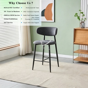 Tabouret <span class=keywords><strong>de</strong></span> <span class=keywords><strong>bar</strong></span> OKAY Nordic en tissu Teddy, hauteur fixe, dossier incurvé, mobilier <span class=keywords><strong>de</strong></span> <span class=keywords><strong>bar</strong></span> intérieur pour la maison, vente en gros - Product Image 1