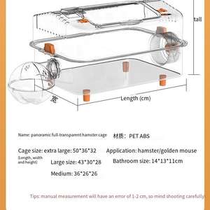 Gabbia di Lusso per Criceti in Plastica Oversize con Design Completamente Trasparente, Ruota per Esercizio e Ampio Spazio per Animali Domestici - Product Image 5