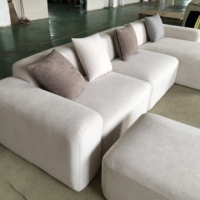 Ensemble de canapés modulaires en velours en forme de L, rembourrés en tissu, avec garnissage en éponge, design moderne pour salon et atelier