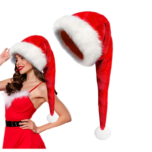 Chapeaux <span class=keywords><strong>de</strong></span> Noël doux <span class=keywords><strong>de</strong></span> Père Noël en gros pour adultes, chapeaux <span class=keywords><strong>de</strong></span> fête et <span class=keywords><strong>de</strong></span> Noël extra longs - Product Image 1