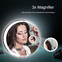 Modern Luxury Silver Mirror Bath Smart Wall Mirror LED Lights IP44 Touch Sensor Illuminated Magnifying Feature for Bathroom
