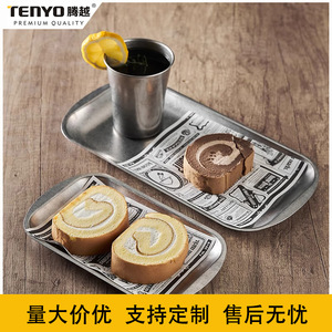 Stainless Steel Rectangular Trays 23cm 27cm 33cm Frosted Retro Serving Platters For Hot Pot <b>Barbecue</b> Commercial Use - Product Image 4