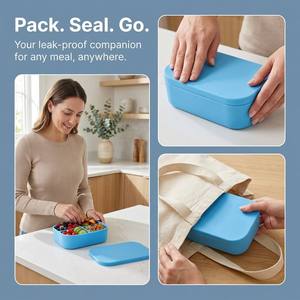 Boîte à lunch multifonctionnelle en silicone avec couvercle, récipient de stockage alimentaire pour la <span class=keywords><strong>cuisine</strong></span>, anti-fuite, boîte à lunch bento à 3 compartiments pour enfants - Product Image 5