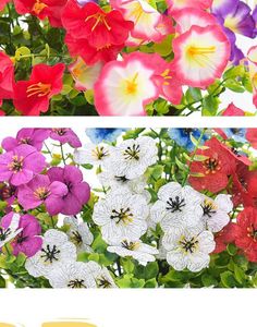 Fiori Artificiali a Sfera Rotonda Multicolore (Rosso, Giallo, <span class=keywords><strong>Viola</strong></span>) con Piccoli Fiori, Stelo da 56 cm, per Decorazioni Esterne e Domestiche, Riutilizzabili - Product Image 4