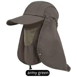 Vente en gros Chapeau de pêche en plein air pliable et détachable personnalisé à séchage rapide Chapeau de la jungle respirant et résistant au soleil