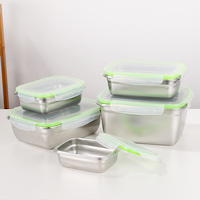 Ensemble de boîtes à lunch Bento en acier inoxydable 304 de qualité supérieure Récipients hermétiques étanches pour le stockage des aliments avec couvercle en PP