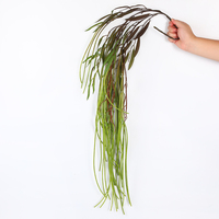 Bandes de plantes artificielles suspendues, écologiques, durables, en plastique fin, longues, droites, brins d'herbe verte, fausse verdure murale