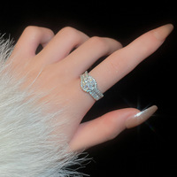 Mutiara Zircon cahaya Perancis mewah kelas tinggi merasa indeks ornamen jari elegan langka Mode grosir cincin terbuka