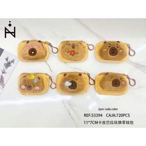 Porte-monnaie en peluche en forme de visage d'ours, portefeuille à fermeture éclair de 7 pouces, porte-clés de dessin animé pour enfants et filles - Product Image 2