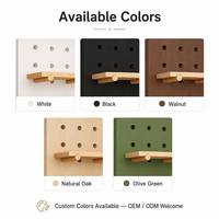 Kit d'organisation murale en bois sculpté style nordique minimaliste, étagères à trois niveaux, crochets, pour bureau, entrée, salon, rangement et décoration