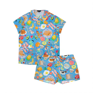 New Women's Pajamas: Summer Thin Short-sleeved Turn-down Collar Summer Pajamas