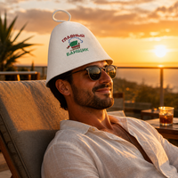 Chapeau de sauna réutilisable en feutre de laine blanc unisexe, brodé avec l'emblème Banya Master, pour la protection thermique en salle de vapeur