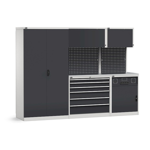 Fami GARAGE104 meuble d'atelier modulaire avec plateau en acier inoxydable, 2757x640x2000mm - Product Image 1