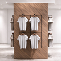 Présentoir de Magasin de Vêtements, Cadre Métallique Noir, Base en Bois, Tringle Suspendue, Autoportant, CE ETL, Vente en Gros pour Boutiques