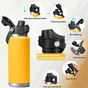 Bouteille d'eau pour boisson Bouteille à vide personnalisée Bouteille d'eau chaude isolée pour le <span class=keywords><strong>sport</strong></span> en acier inoxydable froid avec couvercle en paille - Product Image 4
