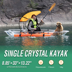 Kayak <span class=keywords><strong>gonflable</strong></span> double place <span class=keywords><strong>2</strong></span> <span class=keywords><strong>personnes</strong></span> en verre PC transparent de 3,1 à 4 m, écologique, avec pagaies, pour lacs et rivières - Product Image 2