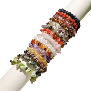 Wholesale Crystals Healing Stones Fashion Jewelry Bracelets Women Colorful Chip Natural Stone Bracelets