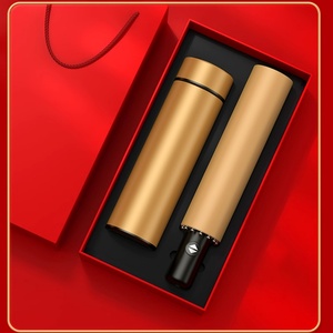 Premium Modern Corporate Gift Set Custom Logo Luxury Flask <b>Windproof</b> Fully-Automatic <b>Umbrella</b> Straight for Business Promotion - Product Image 3