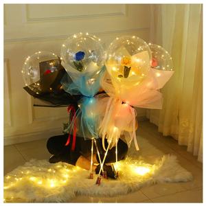 Regali per San Valentino 2022, Bouquet di Fiori Artificiali, Palloncini LED, Palloncino Bobo Trasparente con Luci LED - Product Image 4