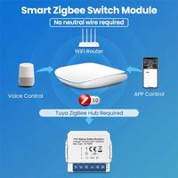 Module d'interrupteur intelligent 10A 1 Gang en PC ABS, étanche, durable, compatible WiFi Smart Life App, Zigbee 3.0, design de luxe