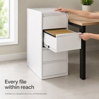 Meuble de classement métallique moderne à 4 tiroirs coulissants pour dossiers A4 et FC, rangement d'index et d'archives de contrats