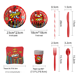 Offre Spéciale : Kits de Vaisselle en Papier Réutilisables Écologiques Thème Super-Héros – Assiettes, Serviettes et Décorations de Fête Modernes – Vente en Gros - Product Image 2