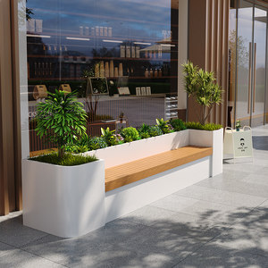 Banc-jardinière <span class=keywords><strong>en</strong></span> <span class=keywords><strong>fer</strong></span> forgé et acier inoxydable, combinaison personnalisée de parterre de fleurs <span class=keywords><strong>en</strong></span> métal et séparateur de clôture pour usage extérieur <span class=keywords><strong>en</strong></span> place publique municipale - Product Image 5
