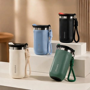 Vaso Térmico de Acero Inoxidable de 350 ml/500 ml con Tapa y Asa de Cuerda, Taza de Viaje Portátil para Auto y Oficina - Product Image 5