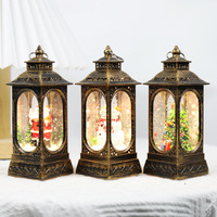 Decorazioni Natalizie, Lampada a Vento in Plastica Stile Retrò, Luce Notturna, Regalo Cartoon, Decorazione da Tavolo con Luce Atmosferica