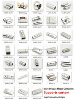 BX018 vente en gros, acier inoxydable 316, bouton-pression gingembre, rectangle, fermoir poussoir pour cordon en cuir, bracelet, bijoux, résultats de bricolage