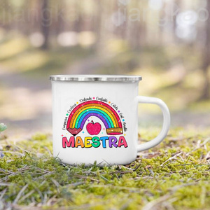 Taza con estampado de arcoíris en español, tazas creativas para café, taza para agua con diseño de la vida de profesora, regalos para el Día del Maestro y la vuelta al cole - Product Image 3