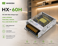 Alimentation à découpage mince 60W 12V 24V pour bande LED, 100-240V AC/DC, Driver LED intérieur haute efficacité et haute stabilité