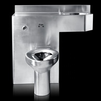 Ensemble lavabo et toilettes en acier inoxydable monobloc pour projets de centres de détention et de correction pénitentiaire