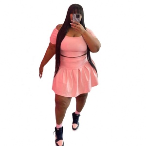 <span class=keywords><strong>Abbigliamento</strong></span> femminile europeo e americano della stazione internazionale nuova vendita calda tinta unita vestito drappeggiato Plus Size due pezzi - Product Image 2