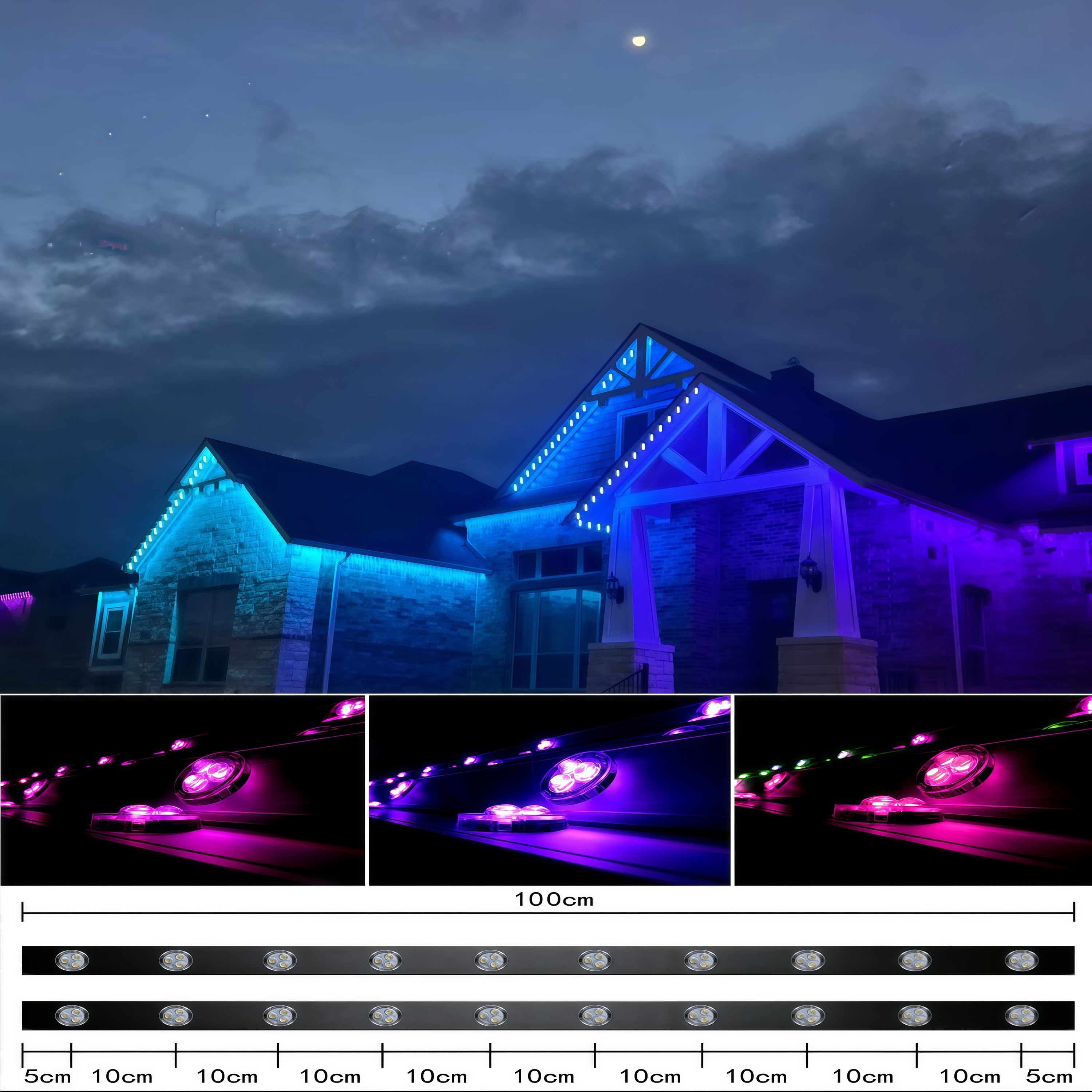 KCX Permanent Christmas Smart Wifi Controller House Exterior Point Lights Eaves Pixel Outdoor Holiday Decoration Jellyfish Light