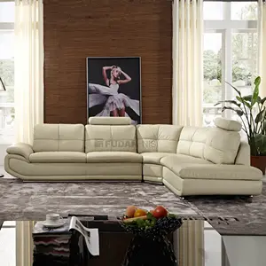 Set Sofa dan Sofa Gaya Italia Kulit Kuning Kontemporer Ruang Tamu Sofa dan Sofa