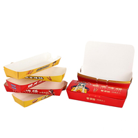 Conteneurs d'emballage flexographie à emporter personnalisés Hot Dog Papier Bâton de fromage Banane frite Plateau Maïs Chien Snack Boîtes de nourriture